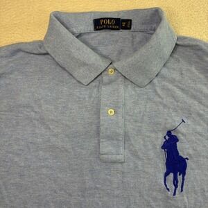 Polo Ralph Lauren Big Pony Polo Shirt Men 1XB Blue Cotton Preppy Big Casual